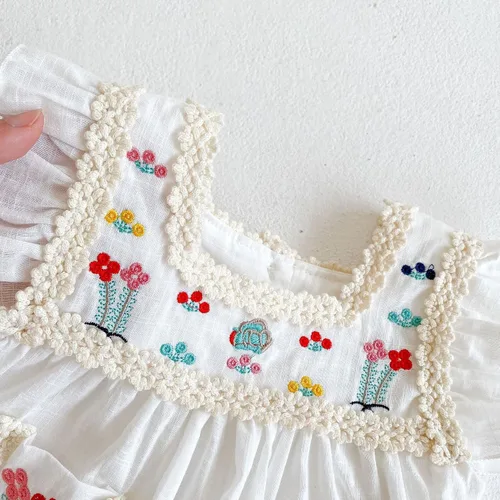 Miniatura 4 de IMEKIS Vestido mexicano para niña pequeña, mameluco bordado para hermanas a juego, trajes étnicos, vestido de verano
