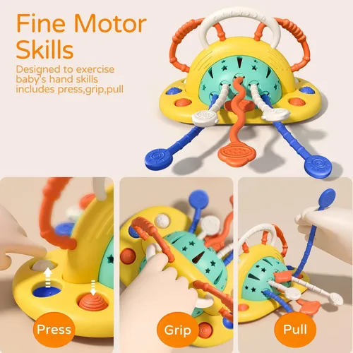 Miniatura 4 de VoMii - Juguetes de silla alta con ventosa, juguetes sensoriales Montessori para habilidades motoras finas de 1 año, regalo de silicona de grado
