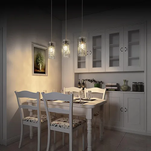 Miniatura 3 de baunoisk Mini lámparas colgantes de cristal, lámpara colgante pequeña, moderna de cristal, isla de cocina, paquete de 3 luces colgantes para cocina