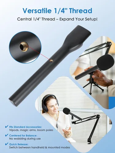 Miniatura 6 de YOUSHARES Soporte para micrófono de entrevista portátil - Carril deslizante magnético de hierro compatible con DJI Mic Mini / 2&Rode Wireless Go
