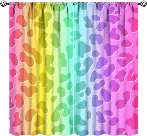Miniatura 21 de Cortinas con estampado de piel de vaca, cortinas de piel de granja occidental, cortinas rústicas de granja de vaca marrón y blanca para niños, Piel
