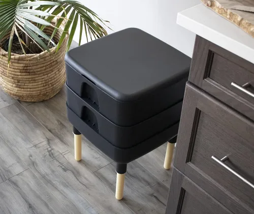 Miniatura 3 de FCMP Outdoor - The Essential Living Composter, contenedor de vermicompostador de gusanos de 2 bandejas (HF-LC4000v2-PUR) Ciruela