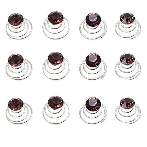 Miniatura 3 de canjoyn 24 horquillas para el cabello con gemas nupciales, espirales, espirales, espirales, para boda, espiral, tornados de cristal brillantes, Azul