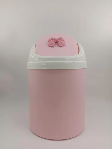 Miniatura 3 de Mini cubo de basura rosa para niñas con lazo rosa (resina Bownot)