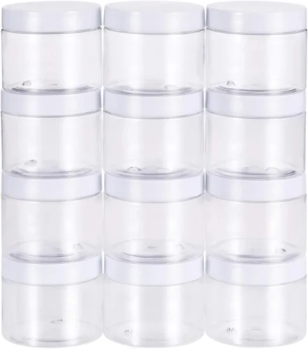 Miniatura 44 de SATINIOR Paquete de 12 frascos de plástico con tapas, frascos redondos para cosméticos de viaje, para artículos de tocador, loción, crema