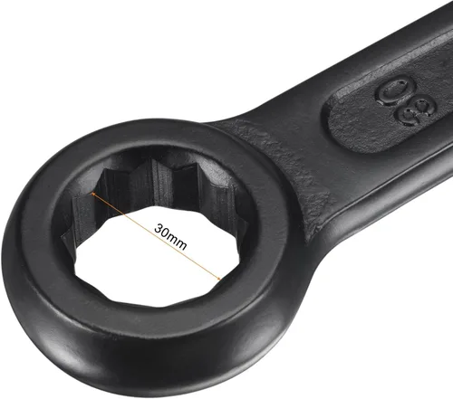 Miniatura 3 de uxcell Llave de anillo llamativo de extremo de caja de 1.181 in, herramienta de mano de llave de cabeza única de acero de alta resistencia