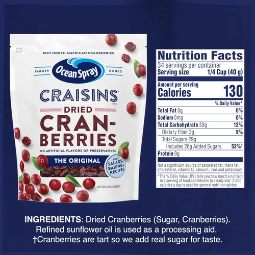 Miniatura 2 de Ocean Spray® Craisins® Arándanos Rojos Secos Originales, Fruta Seca, 48 oz