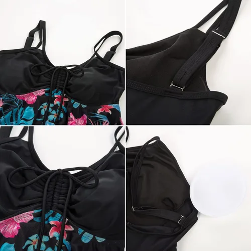 Miniatura 4 de Kate Kasin Trajes de baño de dos piezas para mujer, con control de abdomen, de malla, con pantalones cortos