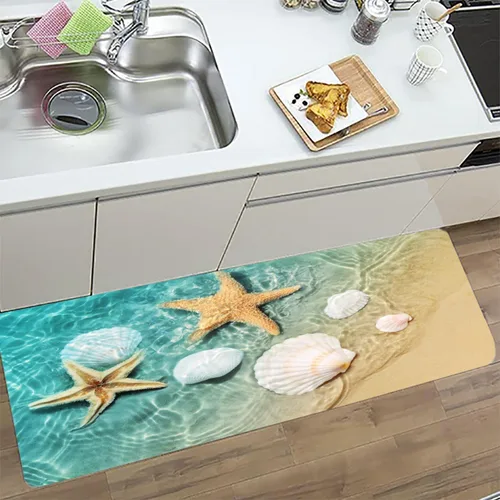 Miniatura 6 de LYFANS Alfombras de baño de espuma de esponja absorbente suave para baño y cocina (23.5 x 59 pulgadas), tapete de franela antideslizante brillante