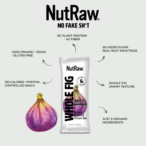 Miniatura 3 de Nutrawbar, Superalimento orgánico, barra de frutas crudas y nueces, higo entero, 1.4 onzas, 12