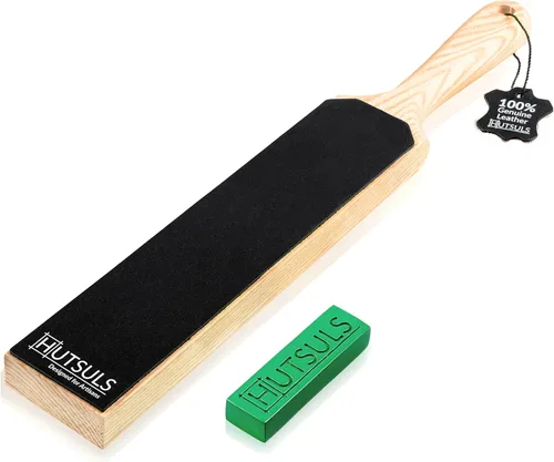 Hutsuls Kit de paletas de cuero de doble cara: obtén bordes afilados, mango ergonómico, cuero de pulido de calidad y guía paso a paso (idioma