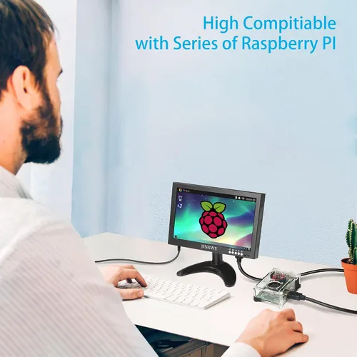 Miniatura 5 de Mini monitor de seguridad de 8 pulgadas, pantalla de metal portátil de 1280 x 720, entrada HDMI/VGA/AV/BNC, altavoces integrados y control remoto