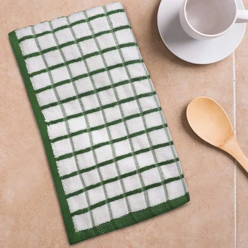 Miniatura 7 de Urban Villa Juego de 3 toallas de cocina de rizo verde/blanco, 100% algodón, ultra suaves, tamaño 20 x 30 pulgadas, altamente absorbentes, de gran