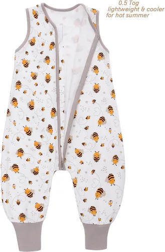 Miniatura 2 de Miracle Baby Saco de dormir con pies - 0.5 TOG 100% algodón transpirable, diseño sin mangas, saco de dormir para bebé