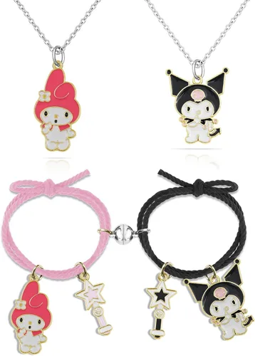 Pulseras magnéticas de dibujos animados para parejas atracción mutua lindo collar de gatito Acero inoxidable multicolorfantasía