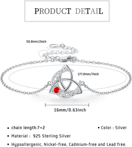 Miniatura 6 de Pulsera de piedra natal para mujer, plata de ley S925, pulseras celtas con dijes celtas, regalos de joyería, día de la madre, cumpleaños, día de San