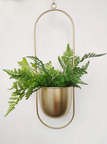 Miniatura 9 de RISEON Colgador de Plantas de Metal Verde Boho, Maceta Colgante de Metal para Pared y Techo, Maceta Moderna, Soporte de Maceta de Flores de Mediados