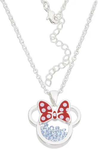 Miniatura 4 de Disney Women and Girls Birthstone Jewelry - Minnie Mouse Cubic Zirconia Shaker Pendant Necklace, Silver Plated, 18+2" Extender