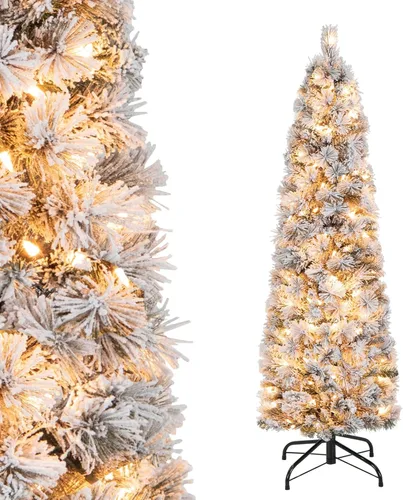 Miniatura 22 de Goplus Árbol de Navidad negro sin luz de 7.5 pies, árbol de Halloween artificial con 1258 puntas de rama, soporte de metal, árbol completo
