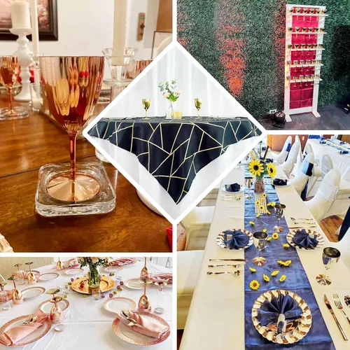 Miniatura 5 de Efavormart - Juego de copas de vino desechables metálicas plateadas de alta calidad, copas de vino con tallo para bodas, recepciones al aire libre