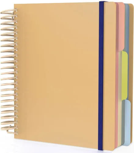 Miniatura 8 de Cuaderno de espiral EUSOAR, A4 de 9.25" x 11.7", con rayas para universidad, 3 divisiones con bolsillos, gran cuaderno espiral a rayas, 240 páginas