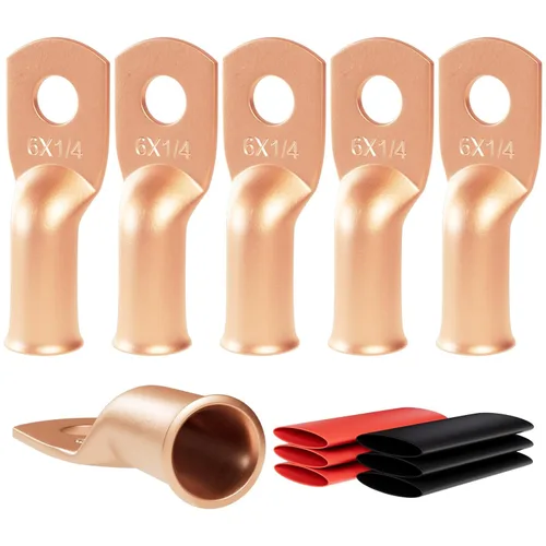 Miniatura 35 de 6 piezas 1/0 AWG - 1/2" (M12) Sanuke Terminales de anillo para cable de alambre con conectores de extremos resistentes para cable de batería, ojales