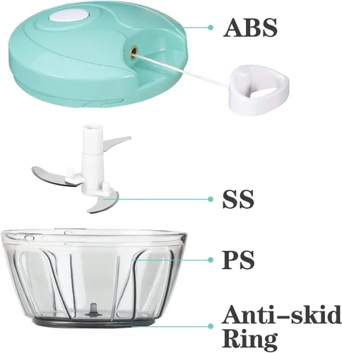 Miniatura 5 de Cortador manual de verduras Cambom, picador de verduras con cordón para cebollas, frutas y nueces, material seguro para alimentos sin BPA, 18.6