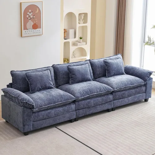 Miniatura 69 de Oprisen Sofá Seccional Modular, Cómodo Cloud Couch Sofá Seccional, Sofá Cama de Chenilla con Asiento Profundo con Almohadas Decorativas para Sala