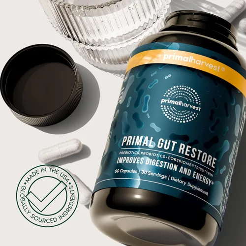 Miniatura 7 de Restore for Gut Health by Primal Harvest, Primal Gut Restore w/ POSTbiotics, PREbióticos y PRObióticos para mujeres y hombres, 60 CT - Digestión