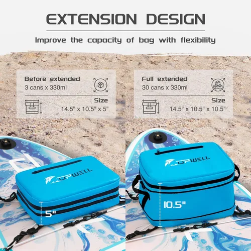 Miniatura 3 de UPWELL Accesorios para tablas de remo – Bolsa impermeable de SUP Cooler Deck Bag, PVC Dry Bag, 30 latas Surf Kayak Cooler