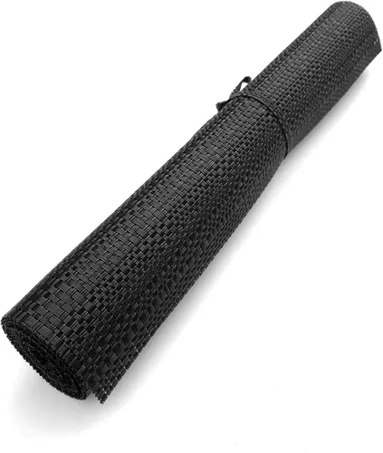 Miniatura 3 de Textura Diseño Tejido PVC Rectangular Aislamiento Térmico Texteline Camino de Mesa (Todo Negro)