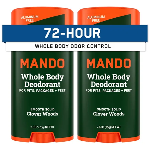 Mando Desodorante para Todo el Cuerpo para Hombres - Barra Sólida Suave - Control de Olor por 72 Horas - Sin Aluminio, Sin Bicarbonato de Sodio,
