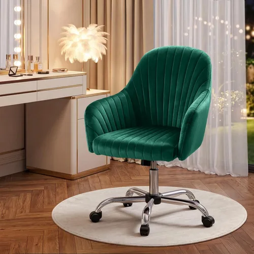 Miniatura 10 de Warmiehomy Silla de Escritorio de Terciopelo para Oficina en Casa, Silla de Trabajo Giratoria Ajustable Moderna, Sillas de Tocador para Mujeres