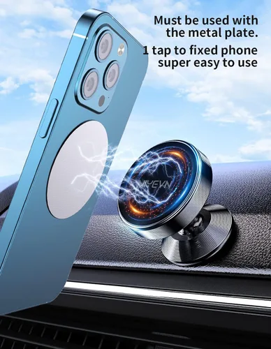 Miniatura 3 de Paquete de 2 soportes magnéticos para teléfono para automóvil, imán fuerte, soporte magnético para teléfono, rotación de 360°, imán de teléfono