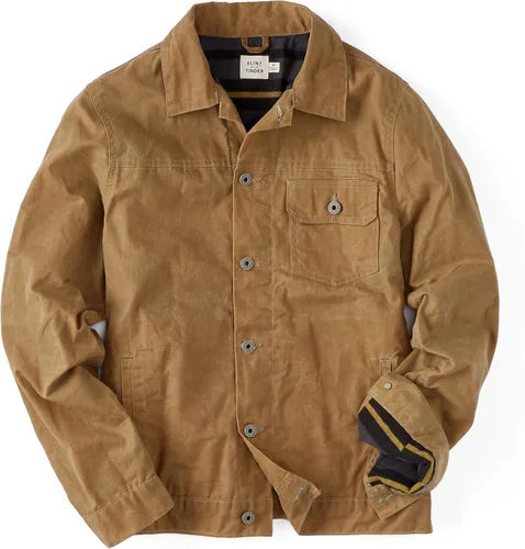 Huckberry Flint and Tinder Chaqueta de Camionero Encerada con Forro de Franela para Hombre, Chaqueta para Hombre Resistente al Agua y a la Intemperie