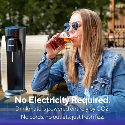 Miniatura 6 de Drinkmate OmniFizz - Máquina para hacer agua con gas y refrescos, carbonata cualquier bebida, paquete de burbujas. Incluye dos cilindros de CO2