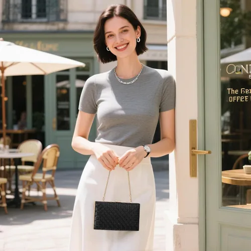 Miniatura 6 de Bolsos de mano de noche para mujer, bolso de noche formal tejido de piel sintética, bolso cruzado de hombro trenzado para fiesta de boda