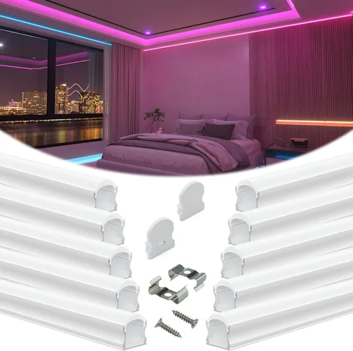 Miniatura 9 de Muzata Paquete de 6 de 3.3 pies/1M Canal LED Excelente Sin Manchas Difusor de Tira LED con Cubierta Blanca Lechosa Más Gruesa Sin Puntos Calientes