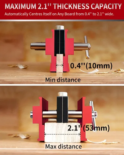 Miniatura 3 de DAYDOOR Plantilla de taco autocentrante de 2.1", plantilla universal para tacos y guía de taladro para carpintería, kit completo con 6 bujes de Rojo