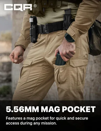 Miniatura 6 de CQR Pantalones tácticos Flex Ripstop para hombre, pantalones cargo elásticos resistentes al agua, pantalones de trabajo ligeros EDC para senderismo