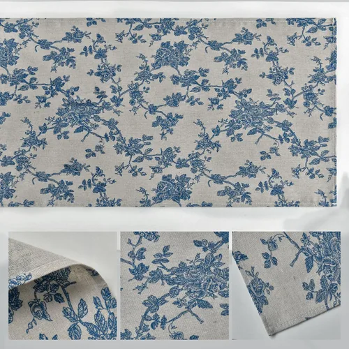Miniatura 5 de Artoid Mode - Camino de mesa de rama de bosquejo monocromo, texturas de toile chinoiserie, algodón gris oscuro, decoración de mesa de cocina