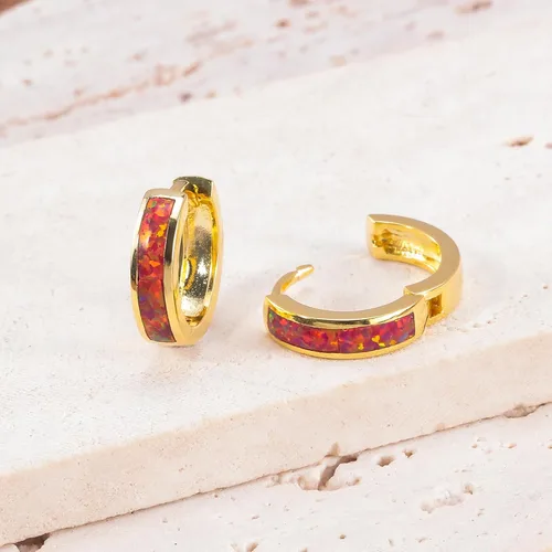 Miniatura 209 de CiNily Aretes Huggie de ópalo con bisagras, chapados en oro, hipoalergénicos, pequeños aretes de aro para mujeres, adolescentes, niñas, hombres