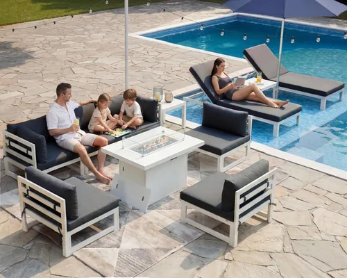 Miniatura 42 de NICESOUL - Juego de 10 muebles de patio extra grandes de aluminio moderno, sofá para exteriores con asiento de 29" de profundidad y ancho, 500 lbs