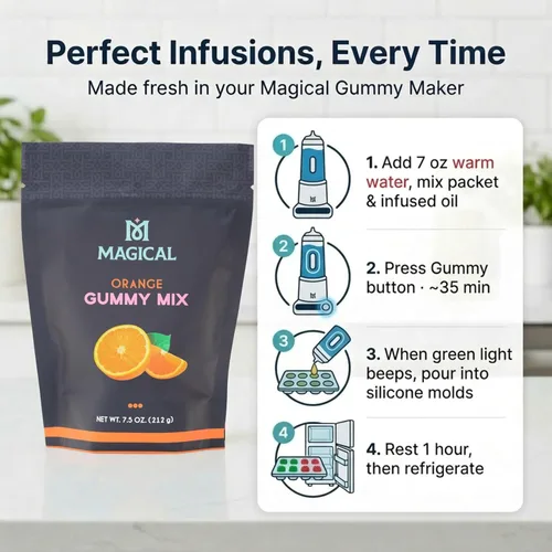 Miniatura 3 de Magical Butter Mezcla normal de gomitas de naranja – Polvo de gelatina fácil para gomitas caseras – Mezcla de dulces afrutados para golosinas