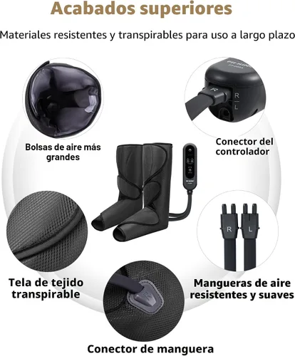 Miniatura 8 de FIT KING Masajeador de Piernas para Circulación y Alivio del Dolor, Masajeador de Piernas y Pies por Compresión de Aire para Aliviar el Dolor