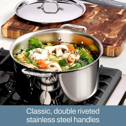 Miniatura 11 de All-Clad D3 - Juego de utensilios de cocina de acero inoxidable de 3 capas, 10 piezas, inducción, apto para horno y parrilla 600F, juego de cocina