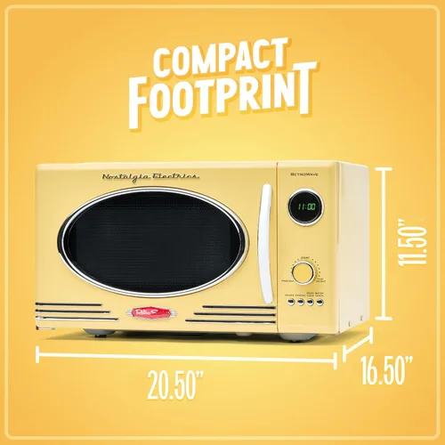 Miniatura 5 de Nostalgia Retro - Horno de microondas para encimera - Incluye 12 ajustes preprogramados y reloj digital - 0.9 pies cúbicos - 800 vatios - Amarillo