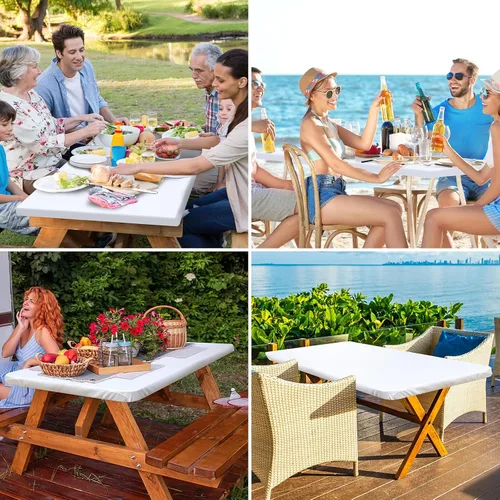 Miniatura 6 de homing Mantel cuadrado ajustable de poliéster impermeable, protector de mesa lavable para picnic, campamento, al aire libre (negro, 34 x 34 pulgadas)