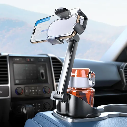 eSamcore Portavasos para teléfono, soporte de teléfono sin obstrucciones para el portavasos de tu automóvil (2.5 a 4 pulgadas) con base flexible en