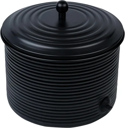 Miniatura 8 de Olla de almacenamiento para manguera de jardín con tapa, acanalada antigua, contenedor de manguera de agua para uso en exteriores o interiores